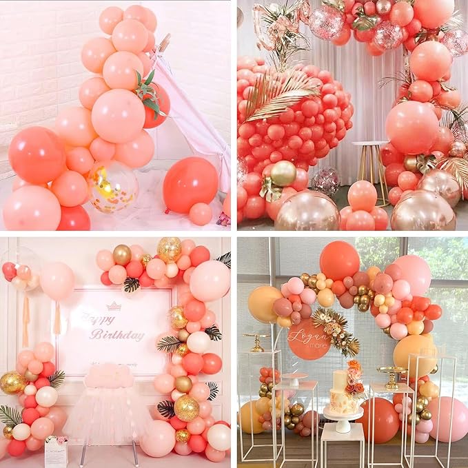 PartyWoo Coral Balloons 50pcs 12 Inch Coral Pink Light Red Latex Helium Balloons for Graduation Wedding Anniversary Baby Shower Gender Reveal Birthday Summer Themed Party Decorations Red-Y22