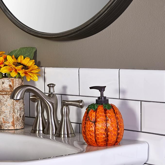 SKL Home Fall/Harvest/Autumn Bounty Soap Dispenser for Bath/Kitchen & Gift, Orange