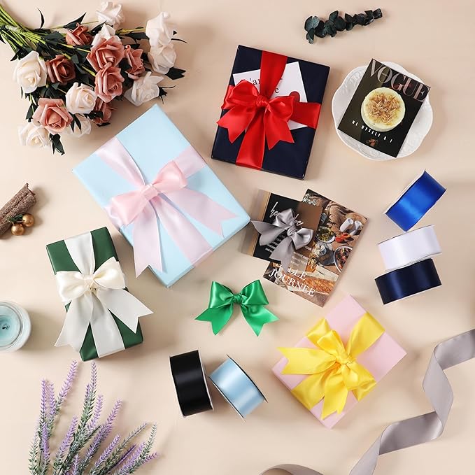 1-1/2 Inch Single Face Solid Color Satin Ribbon Roll, Ribbons Great for Gift Wrapping, Crafts, Wedding Party Decoration, Hair Bows Making and Other Sewing Projects (1-1/2" X 25 Yards, Light Pink)