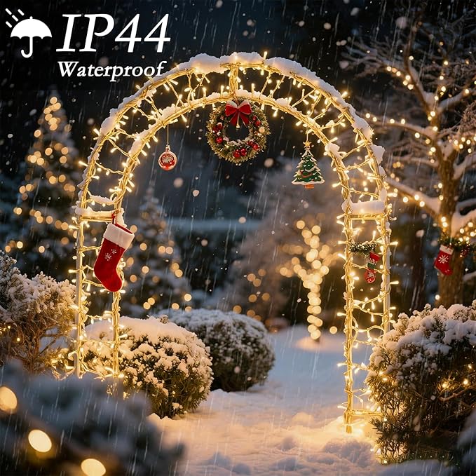 66FT 200 LED Christmas Tree Lights, Bright Warm White Outdoor Christmas String Lights for House, Fairy Lights with 8 Modes, Waterproof & Durable Indoor Outdoor Decor, Timer Included