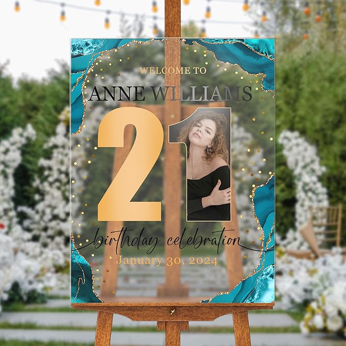 18"x24" Custom Welcome Sign for Party, Personalized Welcome Sign for Birthday Party, Custom Sign in Acrylic, Foam Board, or Coroplast Welcome Signs B (Design B)