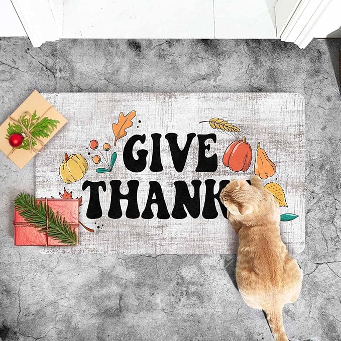 Fall Thanksgiving Door Mat, Autumn Maple Leafs Welcome Mat Non-Slip Entr Doormat Floor Mats Indoor Outdoor Home Living Room Kitchen Autumn Harvest Vintage Thanksiving Fall Decoration, 30"x18"inch