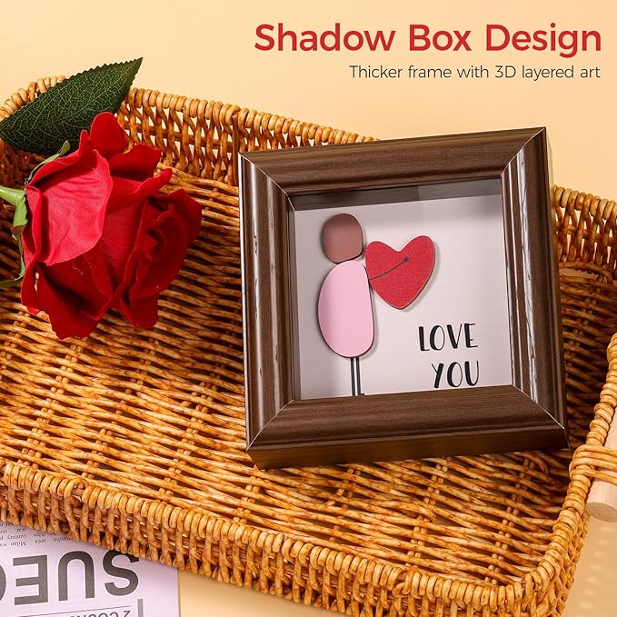 LukieJac Valentine's Day Gifts Shadow Box Frame - I Love You Decoration Gifts for Boyfriend, Him, Husband for Anniversary, Birthday, Christmas