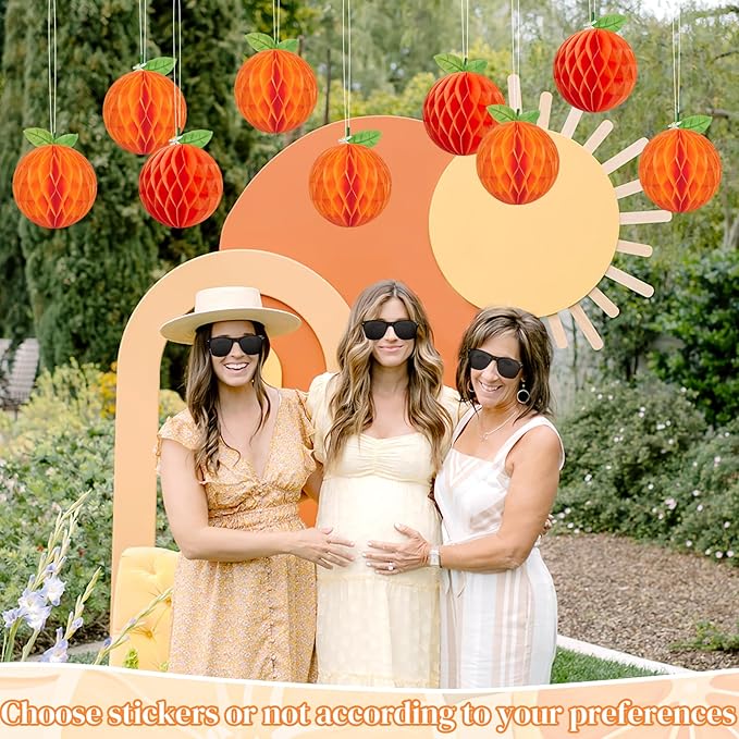 12 Pcs Orange Honeycomb Balls, Orange Birthday Party Supplies, Honeycomb Decorations, Table Centerpieces for Little Cuties, Birthday, Baby Shower