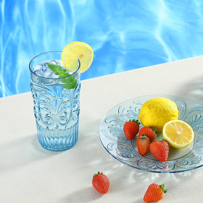 BELLAFORTE Shatterproof Plastic Tall Tumbler, Set of 4, 23oz - Unbreakable Drinking Glasses - Flower Beach Glasses Drinking for Gifting, Parties, Poolside, Home - Dishwasher Safe - BPA Free