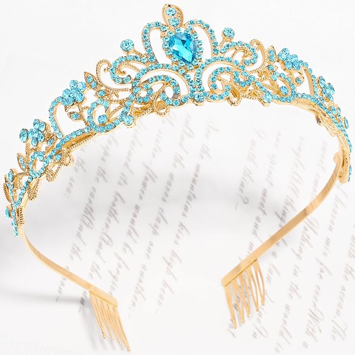TAROSE Crowns for Women and Girls, Queen Crystal Gold Silver Tiaras with White Rhinestone and Combs, Goddess Crown for Wedding Bride Birthday Princess Bridal Shower Hair Accessories for Women