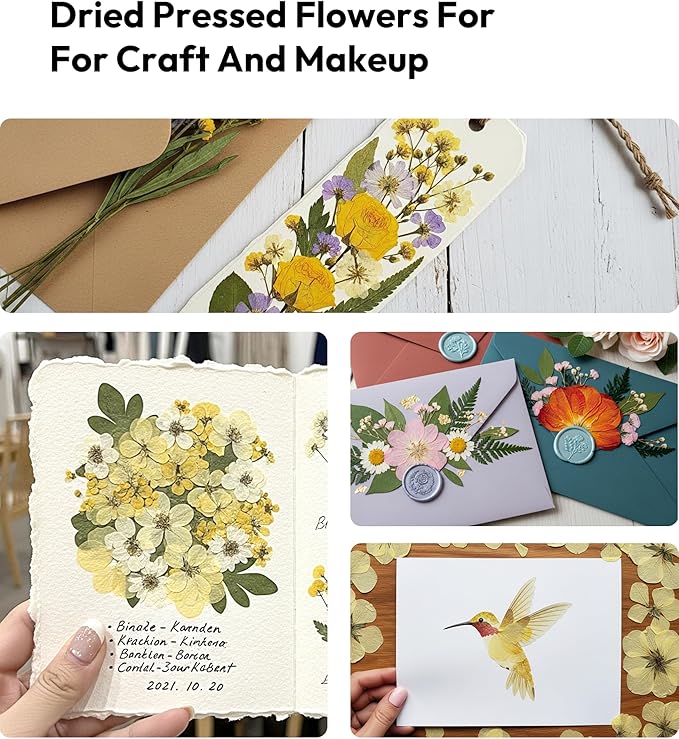 Dried Flowers, Resiners 100Pcs Pressed Flowers for Craft Real Natural Dried Flowers Dry Leaves Kit for DIY Making Crafts Resin Soap Candle Scrapbook Supplies Jewelry Making