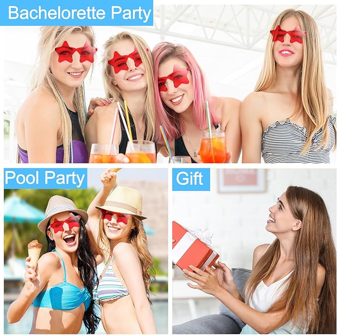Morcheiong 10/20/30/40 Pack Star Sunglasses Colorful Rimless Sunglasses, Cool Pool Wedding Party Favor Pentagram Glasses