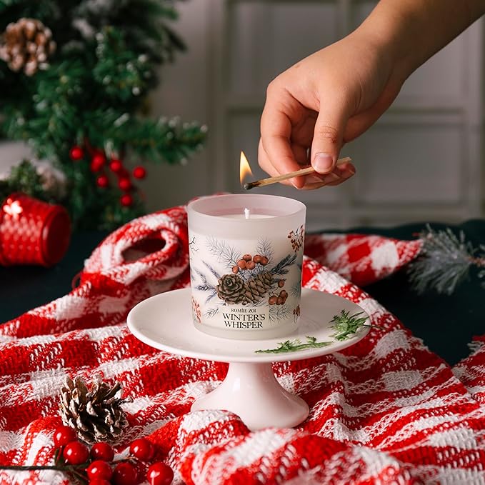 ROMIIE ZOI Christmas Scented Jar Candle - 6oz Soy Wax Candle - Winter's Whisper Infused with Wintery Christmas Trees Aroma - with Beautiful Keepsake Box Special for Holiday Gifts