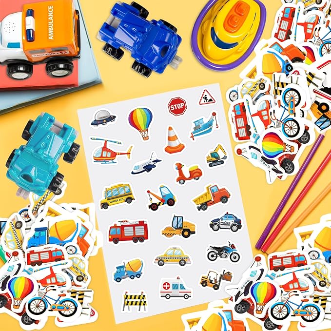 300Pcs Transportation Foam Stickers, Self-Adhesive Truck Cartransportation Stickers Car Foam Decals Sticker Decorations for Home Office School Classroom DIY Art Craft Party Supplies