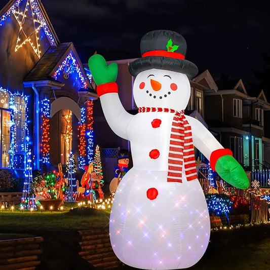 Christmas Inflatable Snowman/Nutcracker/Santa Claus Lighted Blow Up Christmas Yard Decoration with Built in Fan and Anchor Ropes (01-Snowman)