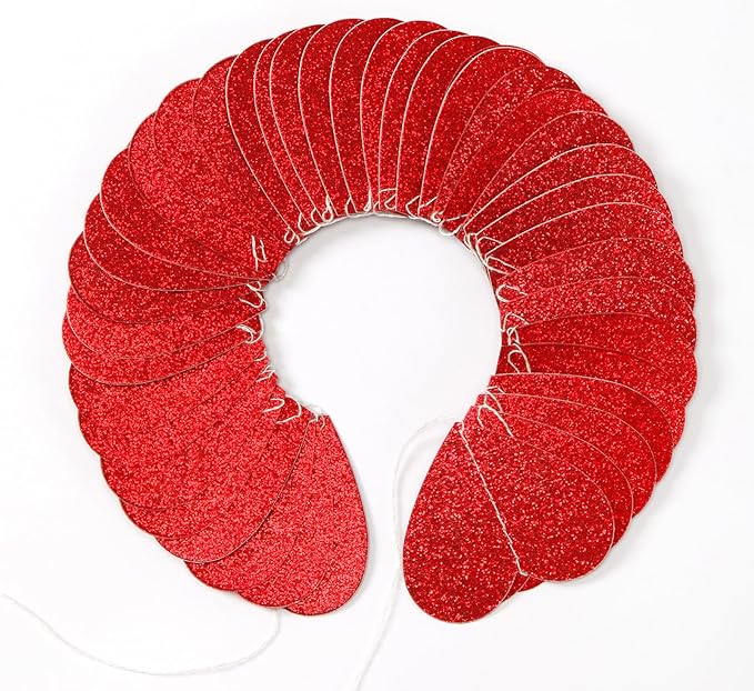 Red Heart Romantic Party-Decorations Garland - 62FT Glitter Special Night Galentines Hanging Streamers Banner, Girl Wedding Anniversary Baby Bridal Shower Birthday Decor Supplies Hugtmr