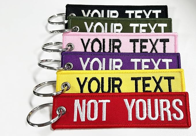 Personalized keychain, Customized Keyring Key Tags, Double Sided Embroidered Text/Number Tag, Unisex Key Accessories For Rooms Motorcycle Car Biker & ATV