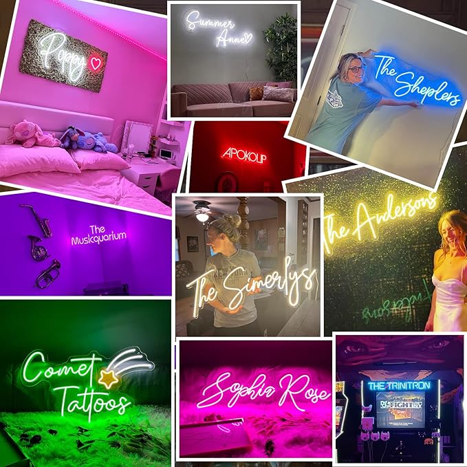 Custom Neon Sign for Wall Decor, Personalized Large Neon Light Sign Customizable for Bedroom Home Decor Wedding Birthday Gifts Party Bar Shop Name Logo Lights
