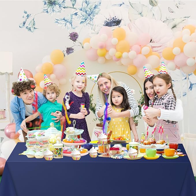 WNINK 6 Pack Navy Blue Tablecloths Dark Blue Rectangle Disposable Plastic Table Cloths 54" x 108" for Birthday, Retirement, Bridal Shower, Wedding, BBQ, Picnic Parties