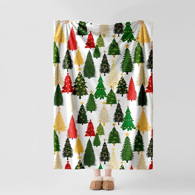 Christmas Fleece Throw Blanket – 300GSM Soft and Cozy Holiday Blanket for Sofa, Bed, Couch – Xmas Decorative Flannel Blanket, W50 x L70in