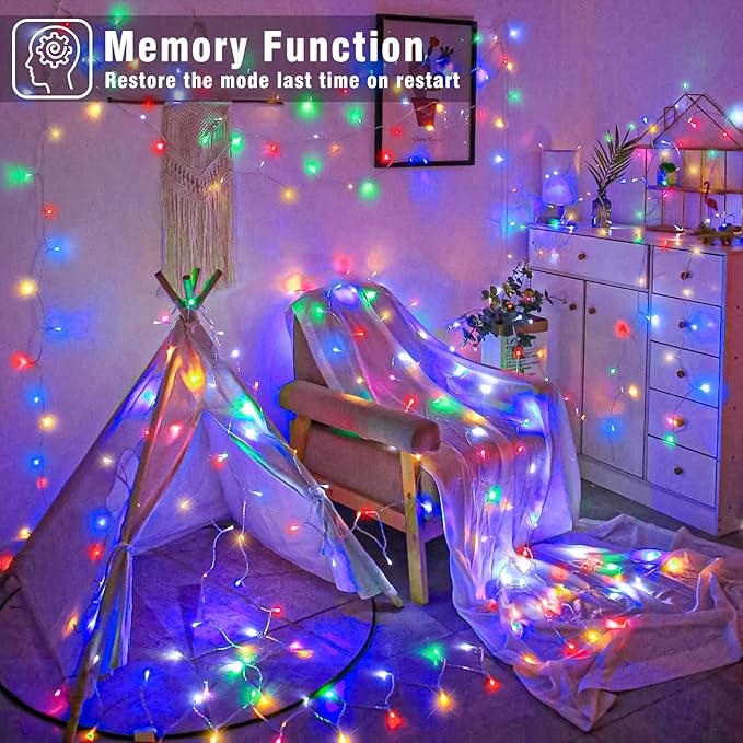 Christmas Lights Indoor, 132FT 400 LED Outdoor String Lights with 8 Modes Waterproof, Plug in Fairy Twinkle Lights Clear Wire for Bedroom Xmas Window Tree Wedding Decorations