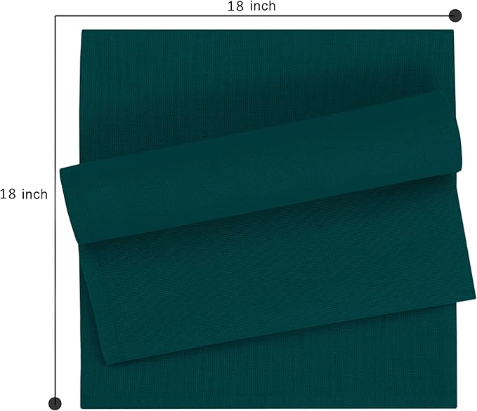 Ruvanti Linen Napkins Set of 6, 18x18 Cloth Napkins, Cotton Linen Blend Napkins Cloth Washable, Soft, Reusable Dinner Napkins for Wedding, Parties, Christmas, Thanksgiving, Everyday Use - Teal