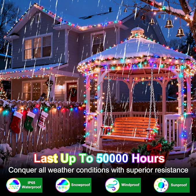 340 LED 90FT Christmas String Lights Outdoor, 12 Pro Modes and Timer Memory & Brightness, Plug in Outdoor Waterproof Clear Wire Twinkle Light for for Xmas Yard Tree Wedding Party Decor (Multicolor)