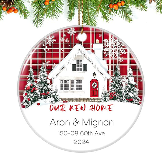 Custom Ceramic Christmas Ornaments with Photo Text - Personalized New Home Christmas Hanging Decorations Decorations