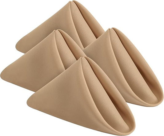 Utopia Home [24 Pack, Beige] Cloth Napkins 17x17 Inches, 100% Polyester Hemmed Edges, Washable and Reusable Ideal for Parties, Weddings and Dinners