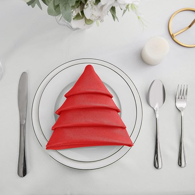 25pcs Polyester Cloth Napkins - 20 x 20 inch Red Washable Dinner Napkins with Hemmed Edges for Restaurant/Wedding/Hotel(25,Red)