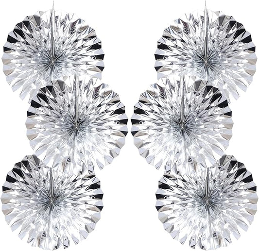 Silver Birthday Decorations,DIY Silver Paper Fans Hanging Decoration ,DecoracióN De CumpleañOs para Hombre,Wedding Decorations for Party16in,Birthday Decorations for Men 30 Color DIY Set (Silver)
