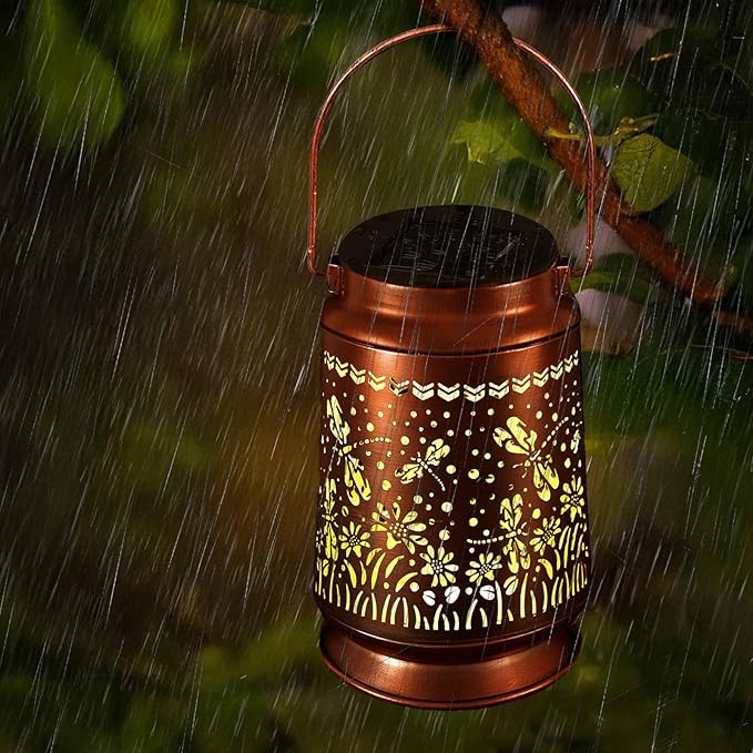 Solar Lanterns Outdoor Waterproof Gifts for Women Grandma Gifts for Mom Butterfly Garden Decor Solar Hanging Lantern Metal 3 Pack for Patio Yard Festival Pathway Landscape