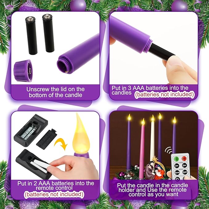 Tioncy 12 Inch Christmas Advent Wreath Candle Holder with 5 Flameless Candles Remote Control Wreaths Holder Centerpiece Decoration with Berries(Nativity Scene,11 x 0.8 x 0.8 in)