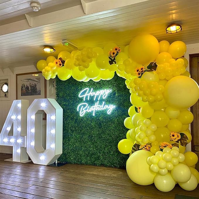 Yellow Balloons, 113Pcs Different Sizes Yellow Balloon Garland Arch Kit 18/12/10/5 Inch, Lemon Yellow Matte Latex Helium Party Balloons Garland for Birthday Sunflower Honey Bee Baby Shower Decorations