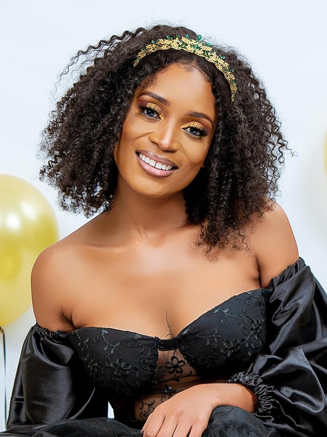 SWEETV Gold Princess Tiaras for Women Girls, Green Queen Crowns Tiaras Adult Headband for Bride Wedding Bridal Birthday Quinceanera Pageant Party Prom,Halloween Costume Cosplay Accessories