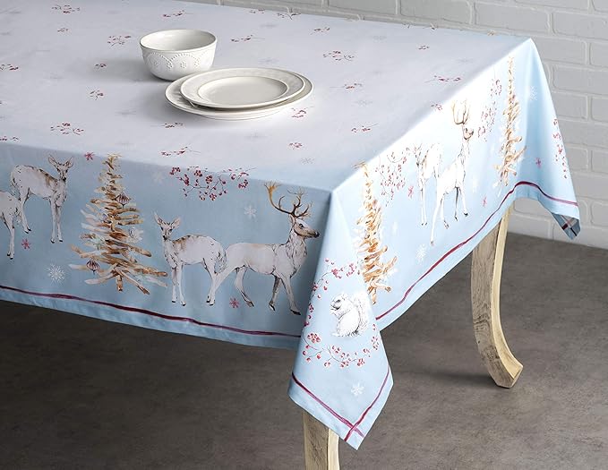Maison d' Hermine Table Cloth Rectangle Table 100% Cotton 70 x 120 Inches Fall Tablecloth Reusable Everyday Use for Thanksgiving Christmas Decorations Dining Farmhouse Party (Fairy Tale Forest)