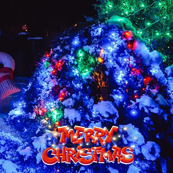 LAMPHOME150 LED Christmas Net Lights Outdoor Christmas Decorations Lights 6ftx4ft, Connectable Outdoor Fairy Mesh String Lights for Party, Wedding, Tree, Bushes Decorations (Multi-Colored)