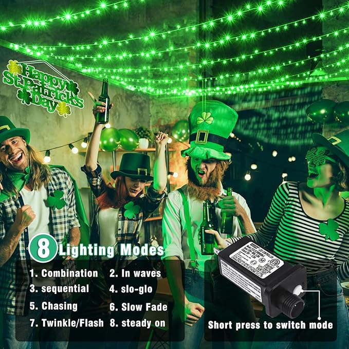 165FT 500 LED Christmas Lights, Plug in Christmas String Lights with Waterproof, 8 Modes Twinkle Fairy Lights for Bedroom Garden Tree House Decorations, Green