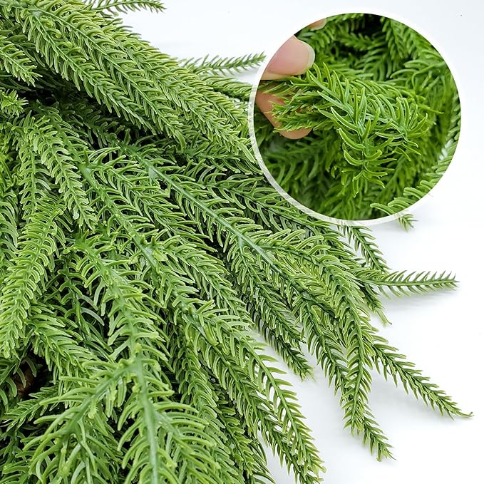 Norfolk Pine Garland Christmas Garland Set -2X 6FT Realistic Artificial Cedar Garland Christmas Greenery for Mantle, Staircase, Indoor/Outdoor Holiday Decor Lush Evergreen (2, 6 FT)