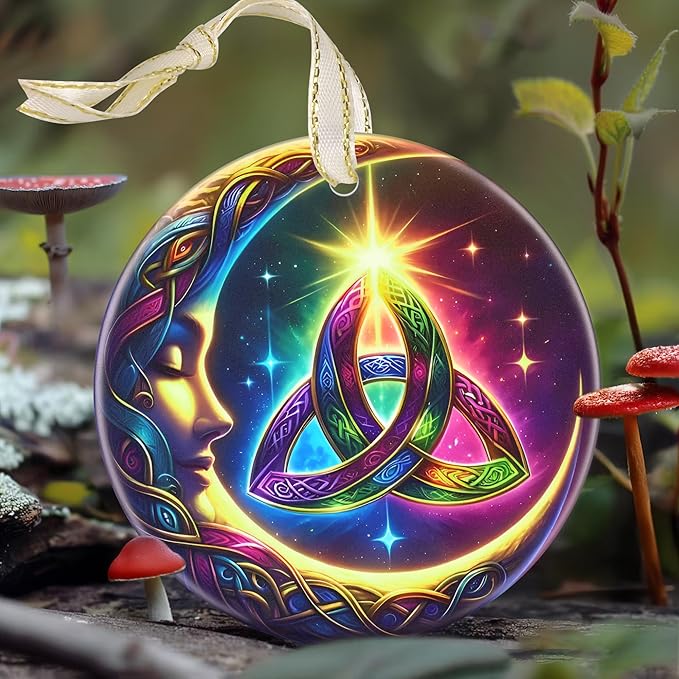 Moon & Celtic 3.5 Inch Ceramic Christmas Hanging Ornament - Tree Decoration, Gift Exchange Present