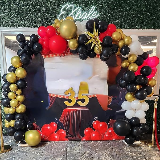 Red Gold Black Balloons, 60pcs 12 Inch Black Red Balloon Set with Metallic Chrome Gold Red Black Confetti Balloon Latex Helium Party Balloons for Graduation Birthday Wedding Bridal Shower Decorations