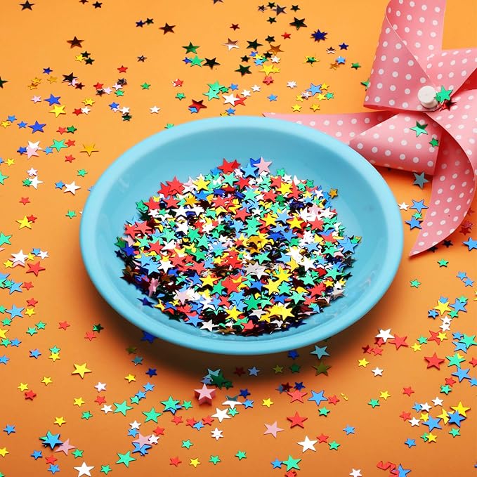 Hestya 60g Star Confetti Glitter Table Confetti Metallic Foil Stars for Christmas Party Wedding Festival Decorations(Multicolor,10mm and 6mm)