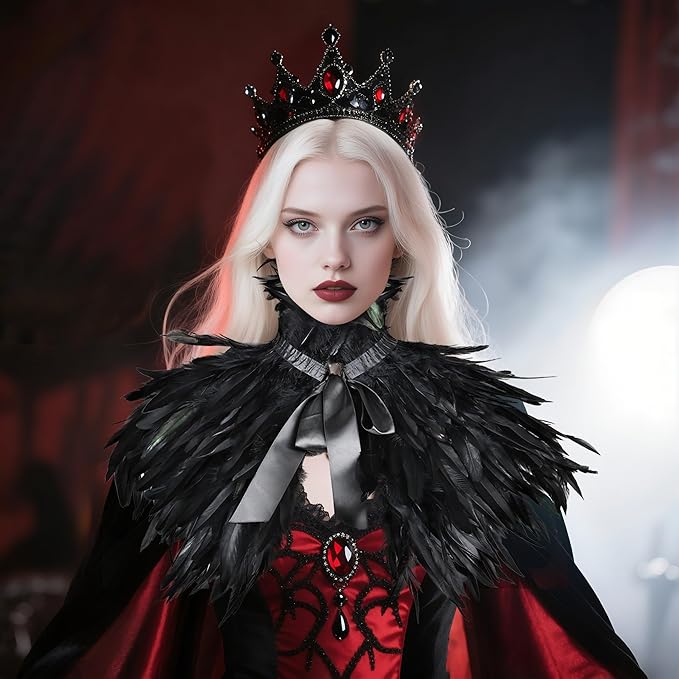 Gothic Natural Feather Shrug Feather Shawl Wrap Cape Victorian Collar for Halloween Cosplay Party Costume Accessories