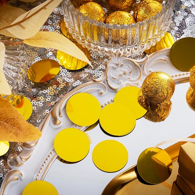 Gold Sparkle Confetti 1.2 Inch - 300 Metallic Flakes for Wedding, Birthday Party, Table Scatter