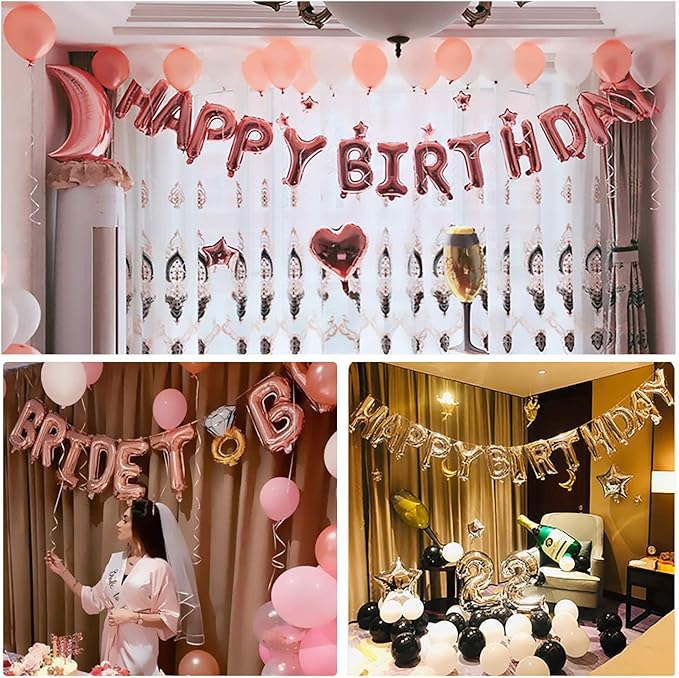 Letter Balloons 16 Inch Mylar Foil Alphabet Letter A-Z Balloons Set for Wedding Birthday Party Decoration Banner Custom Phrase 26 Pieces(Rose gold)