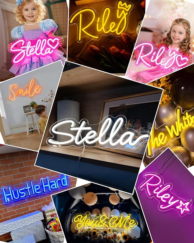 Custom Neon Sign for Wall Decor, Christmas Wall Decorations Personalized Neon Name Sign for Kids Happy Birthday, Customizable Gifts for Wedding Lighted & Neon Sign