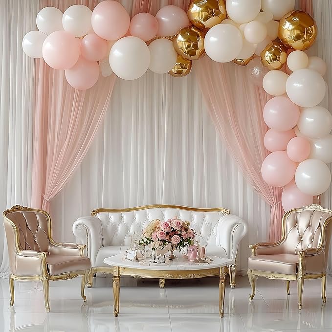 Light Pink Balloons 125 pcs Different Sizes of 8 12 10 5 Inch Pastel Baby Pale Pink Balloon Arch Kit Garland for Princess Birthday Baby Shower Gender Reveal Valentine's Day Party Decoration