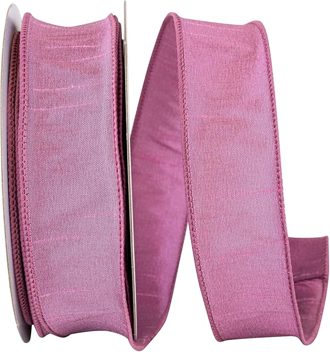 Reliant Ribbon 92975W-122-09H Dupioni Supreme Wired Edge Ribbon, 1-1/2 Inch X 20 Yards, Rosy Mauve