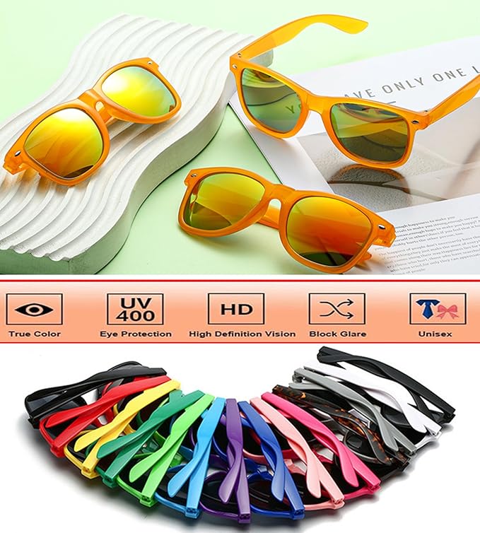 Fsmiling Red Sunglasses Bulk Adult Party Sunglasses 80s Glasses Shades for Men Women Christmas-15Pack,UV Protection