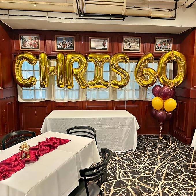 Giant K Alphabet Name Balloon, Gold Self Inflating Custom Letter Balloons Birthday Decor, 40 Inch Helium Mylar Foil Word Balloons Letters for Girls Men Anniversary Party Graduation Decoration Supplies
