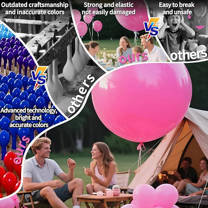 KAWKALSH Pink Balloons 9pcs 36 Inch Extra Large Big Jumbo Giant Matte Pink Balloons for Baby Shower Valentine's Day Princess Bridal Shower Bachelorette Birthday Party Decorations