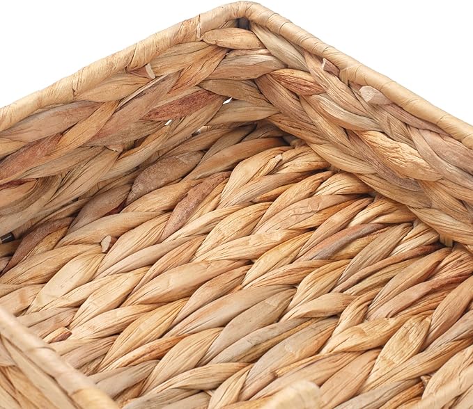 Water Hyacinth Napkin Holder for Table, Rattan Napkin Holder, Square Wicker Napkin Towel Holder for Bathroom, Kitchen, Restaurant, Decorative Tabletop Accessory, 7.5" x 7.5" x 2.5"