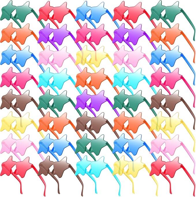 Morcheiong 10/20/30/40 Pack Star Sunglasses Colorful Rimless Sunglasses, Cool Pool Wedding Party Favor Pentagram Glasses