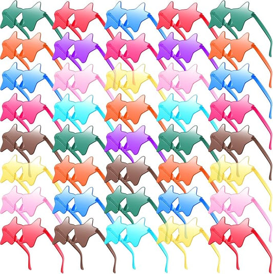 Morcheiong 10/20/30/40 Pack Star Sunglasses Colorful Rimless Sunglasses, Cool Pool Wedding Party Favor Pentagram Glasses